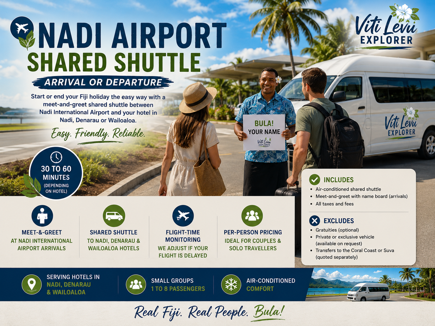 Nadi Airport Shared Shuttle (Arrival or Departure)