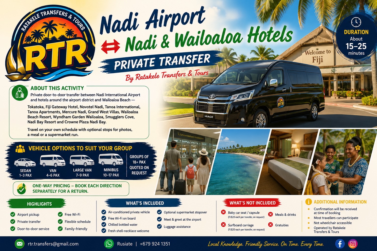 Nadi Airport ↔ Nadi & Wailoaloa Hotels — Private Transfer