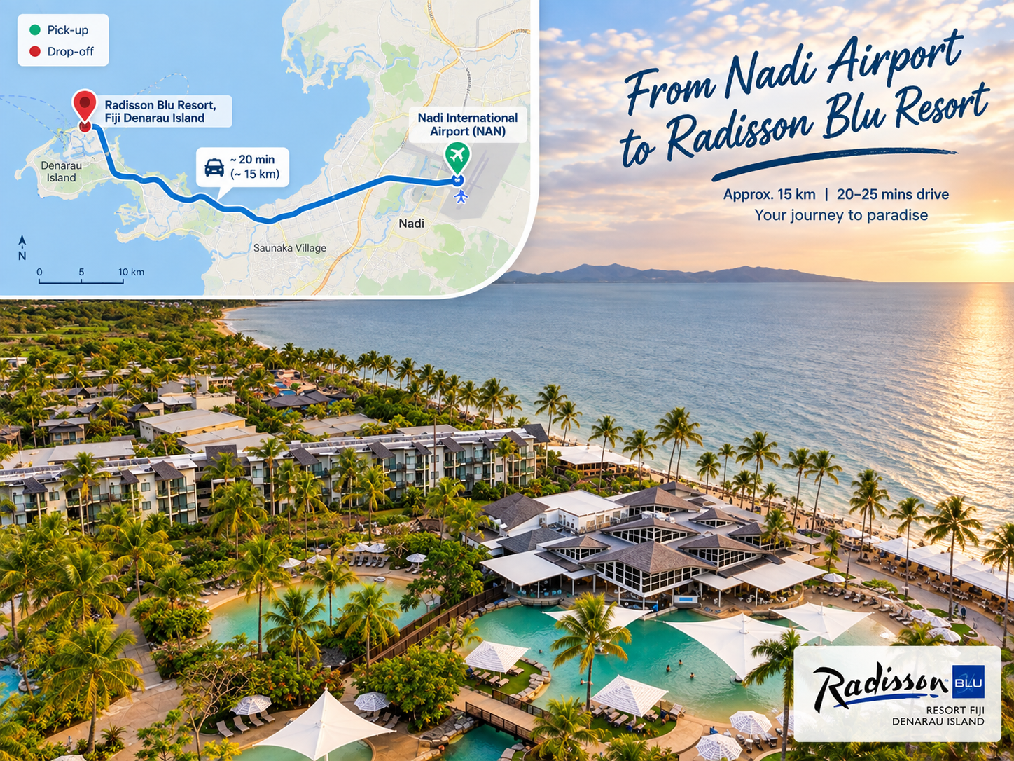 Nadi Airport Transfers ↔ Radisson Blu Resort Fiji Denarau Island